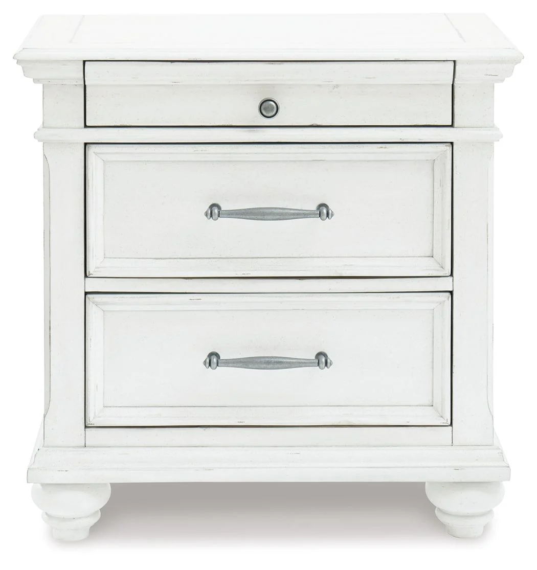 Kanwyn - Three Drawer Night Stand - Whitewash - Image 2