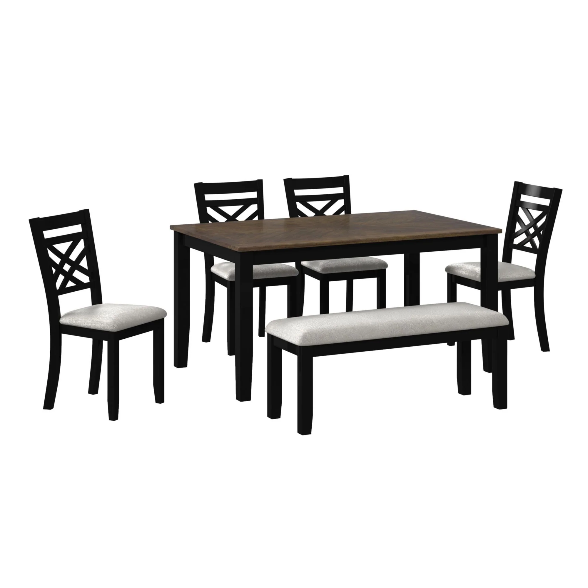 Brooks - 6 Piece Dining Set With Table, 4 Wood Back And Upholstered Seat Chairs, And Bench - Image 2