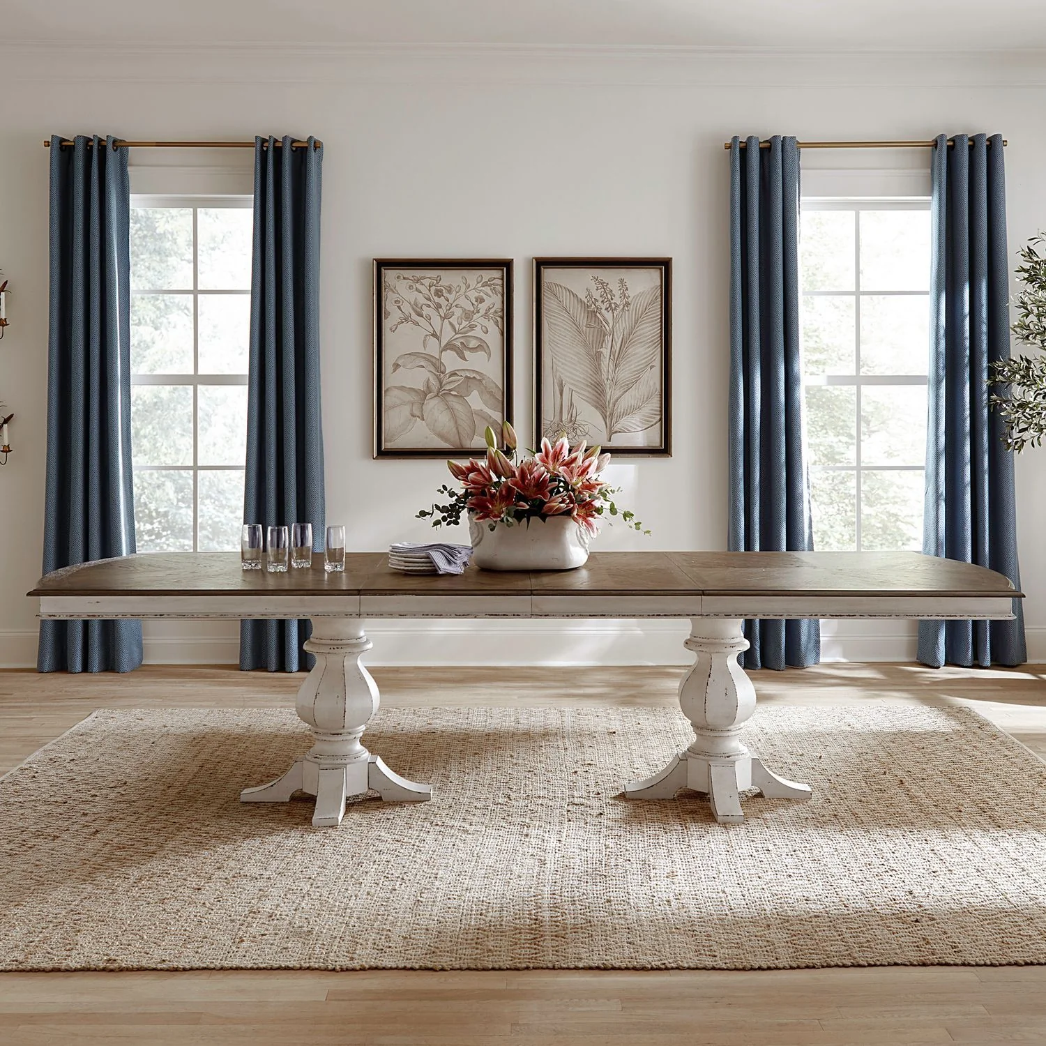 Magnolia Manor - Double Pedestal Table - Antique White - Image 1
