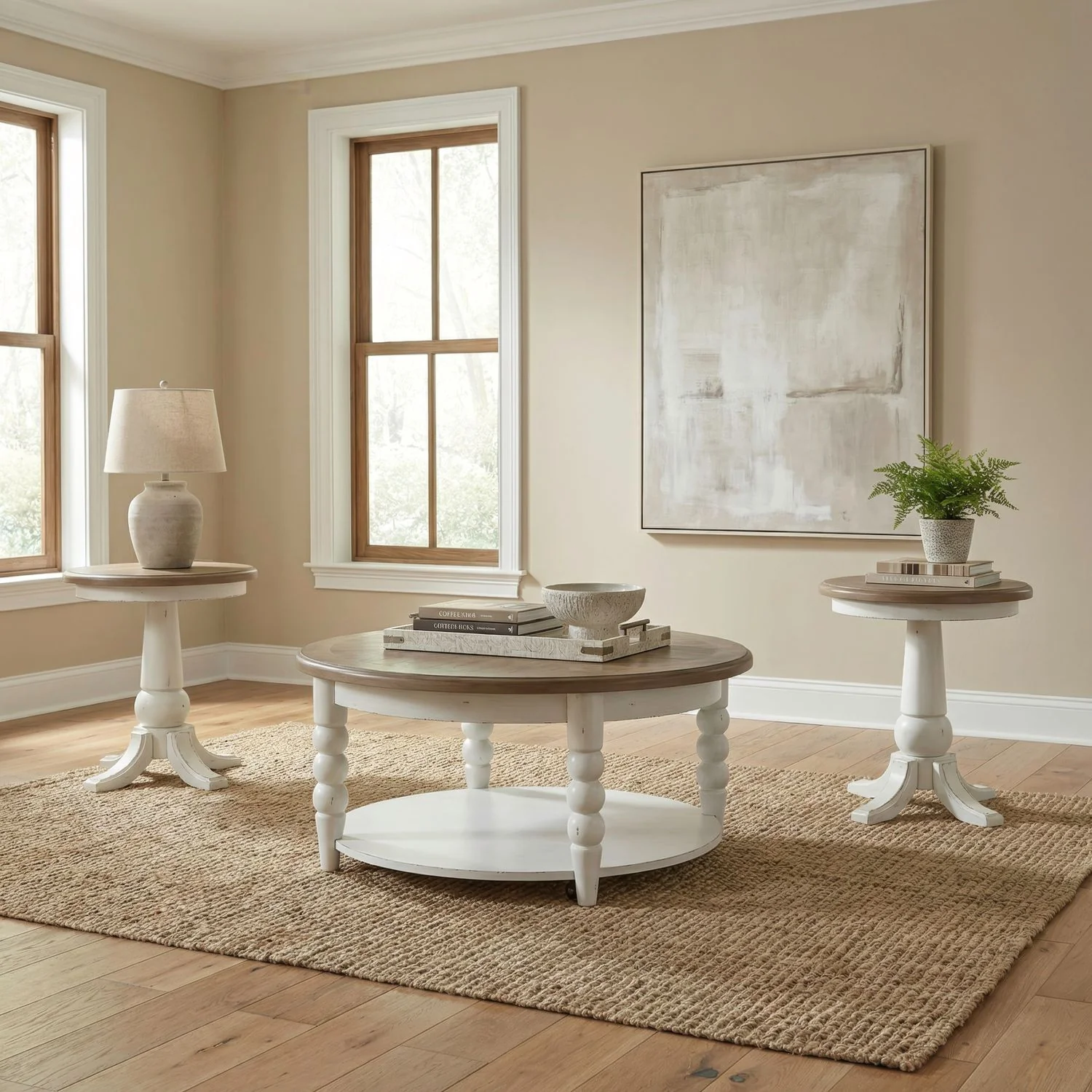 Turnberry Park – Opt 3 Piece Set (Cocktail Table And 2 End Tables) – Washed White