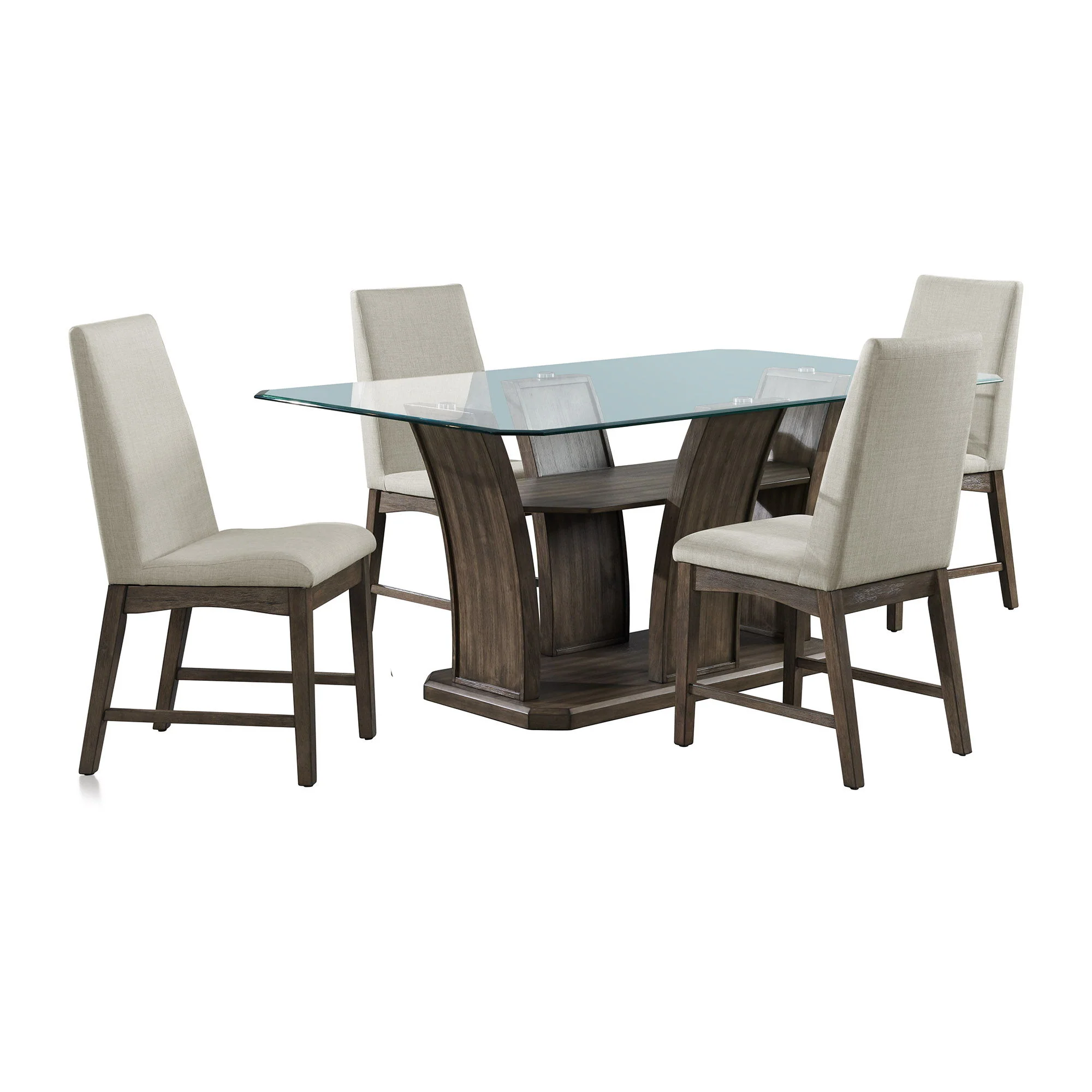 Dapper – 5 Piece Rectangular Standard Height Dining Set Table & Four Chairs – Walnut