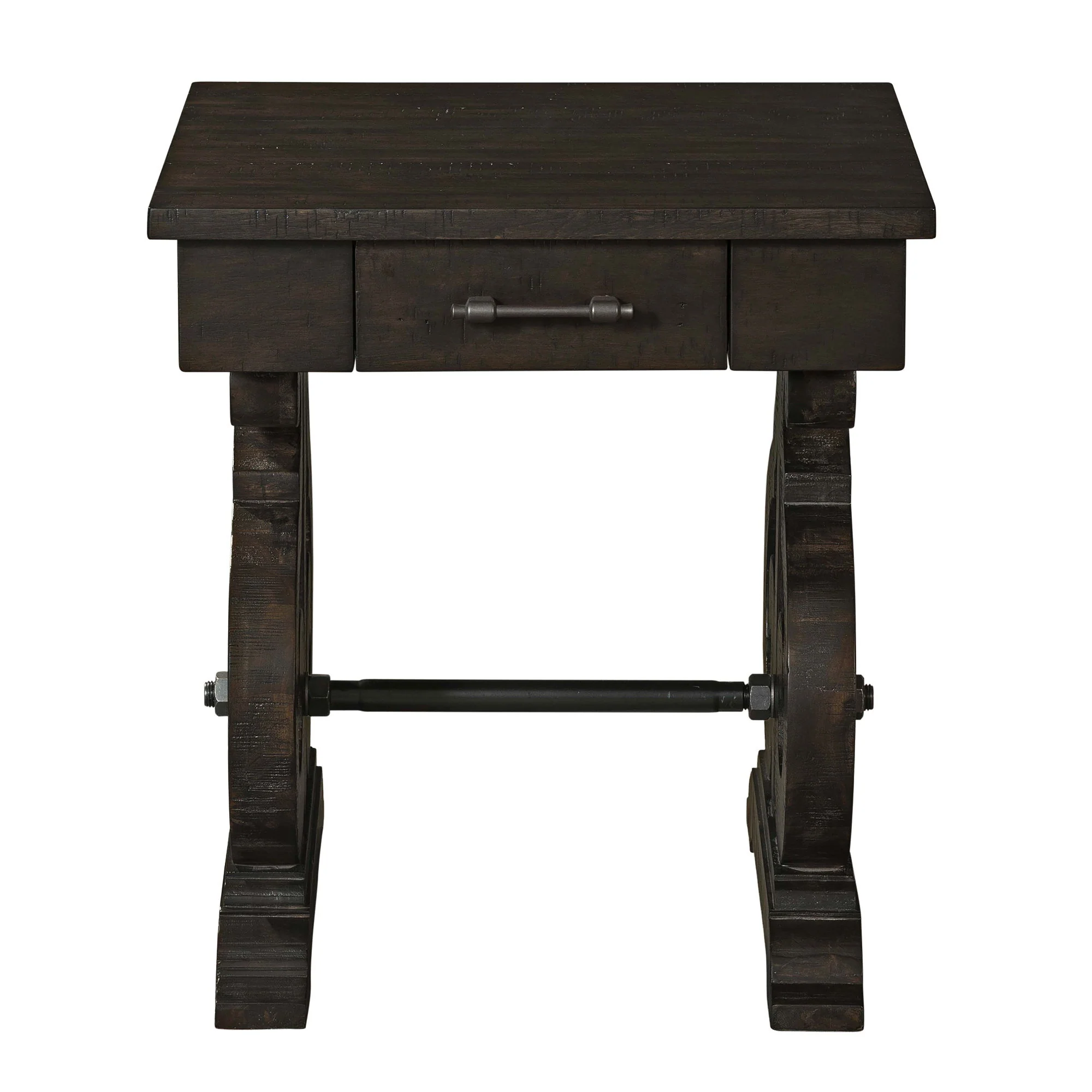 Stone - Chairside Table With PU Base - Dark Walnut - Image 2