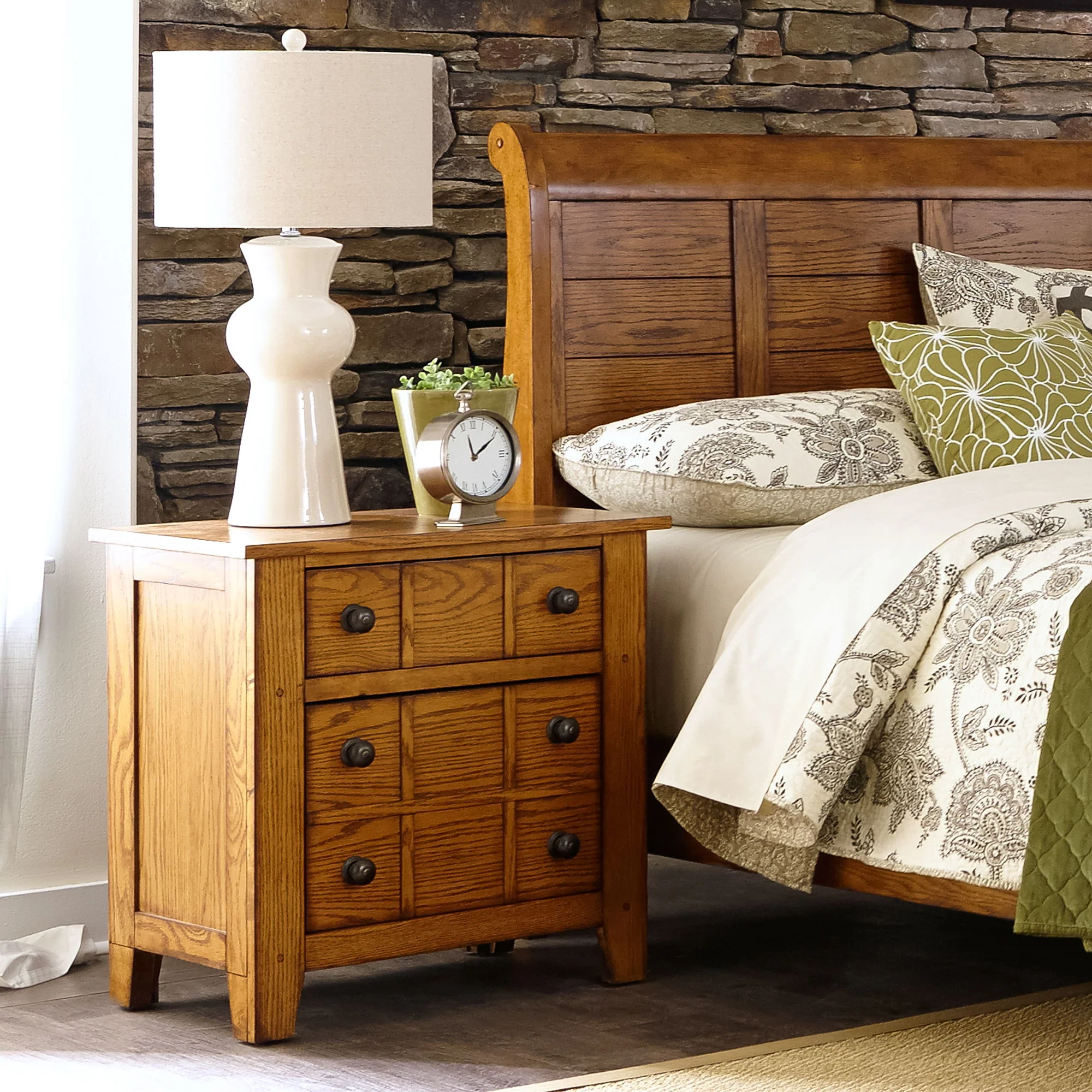 Grandpas Cabin - Nightstand - Aged Oak - Image 2