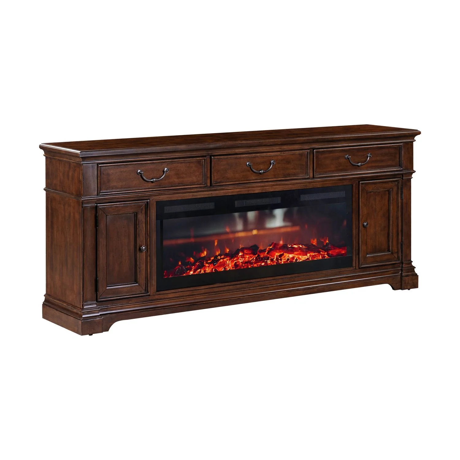 Fireplace TV Consoles - 512 84" Console With Fire FTS - Brown - Image 3
