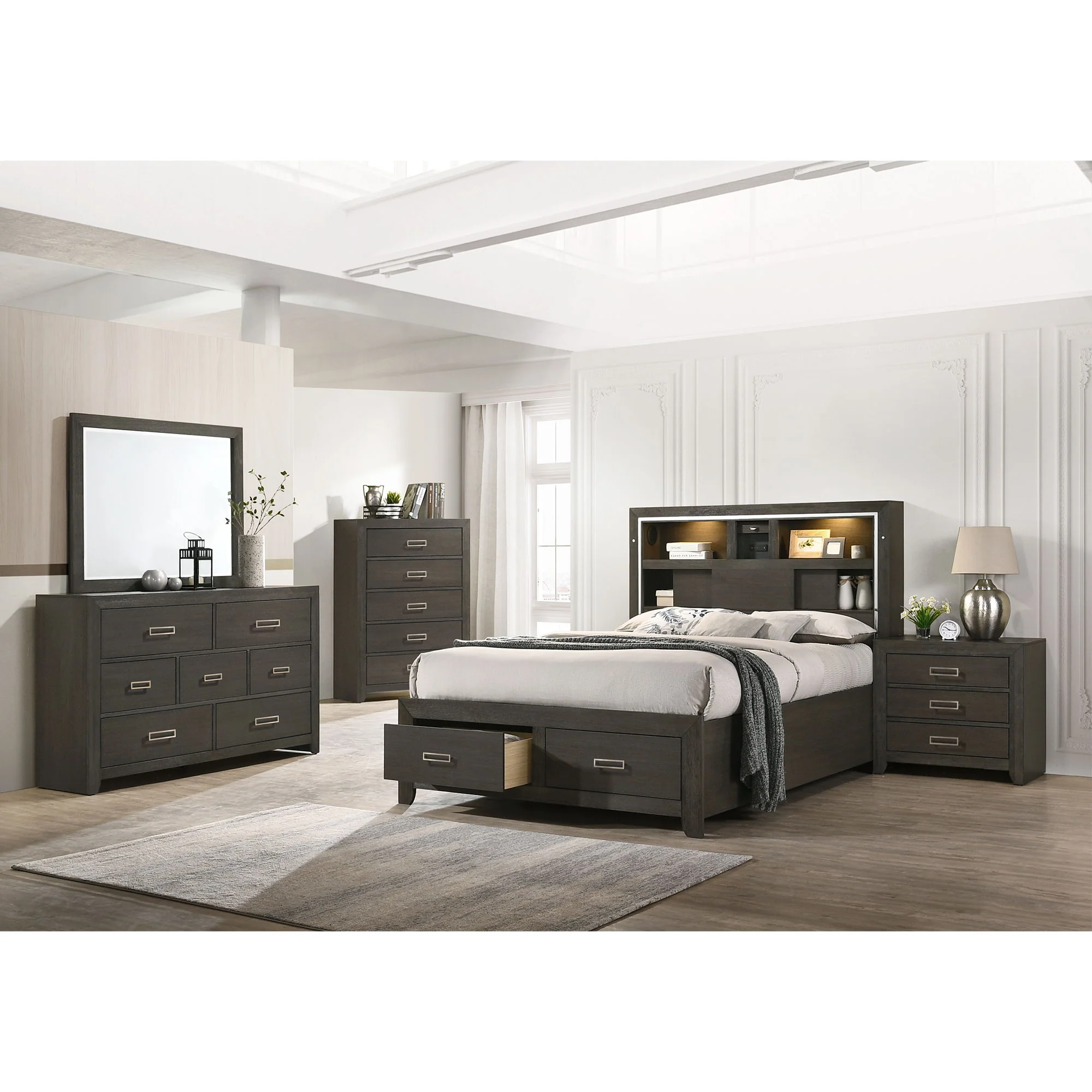 Sasha – Queen Storage Footboard/ Slats – Gray