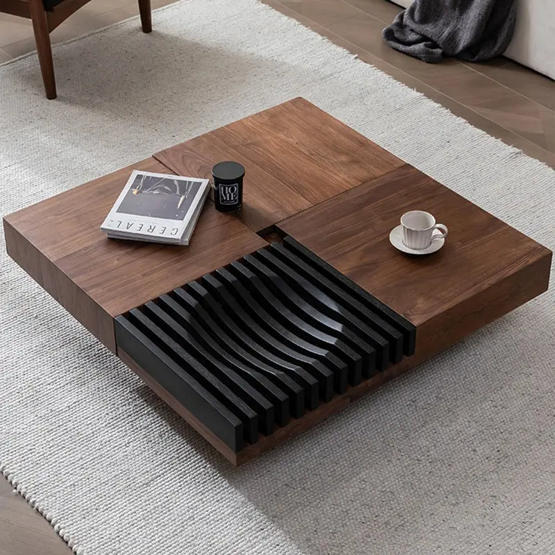 Sculpted Wave Centerpiece Wooden Coffee Table - Image 3