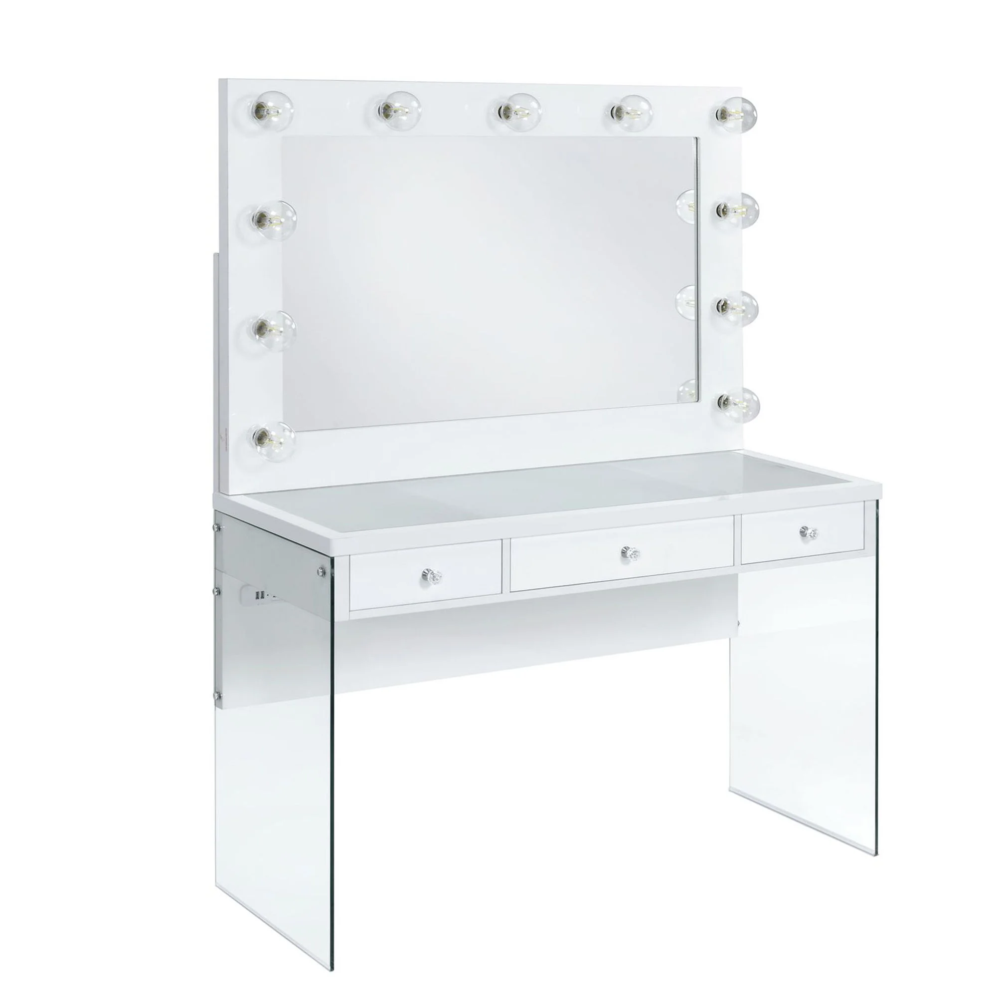 Jacey – Complete Vanity With Lightbulbs – Glossy White
