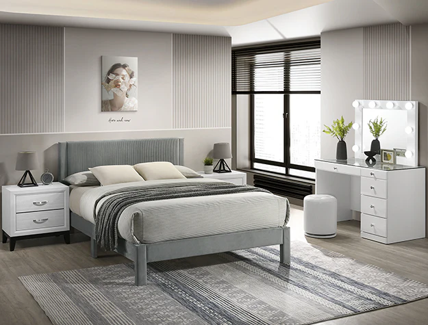 Lucia Bed Frame Light Gray - Image 1