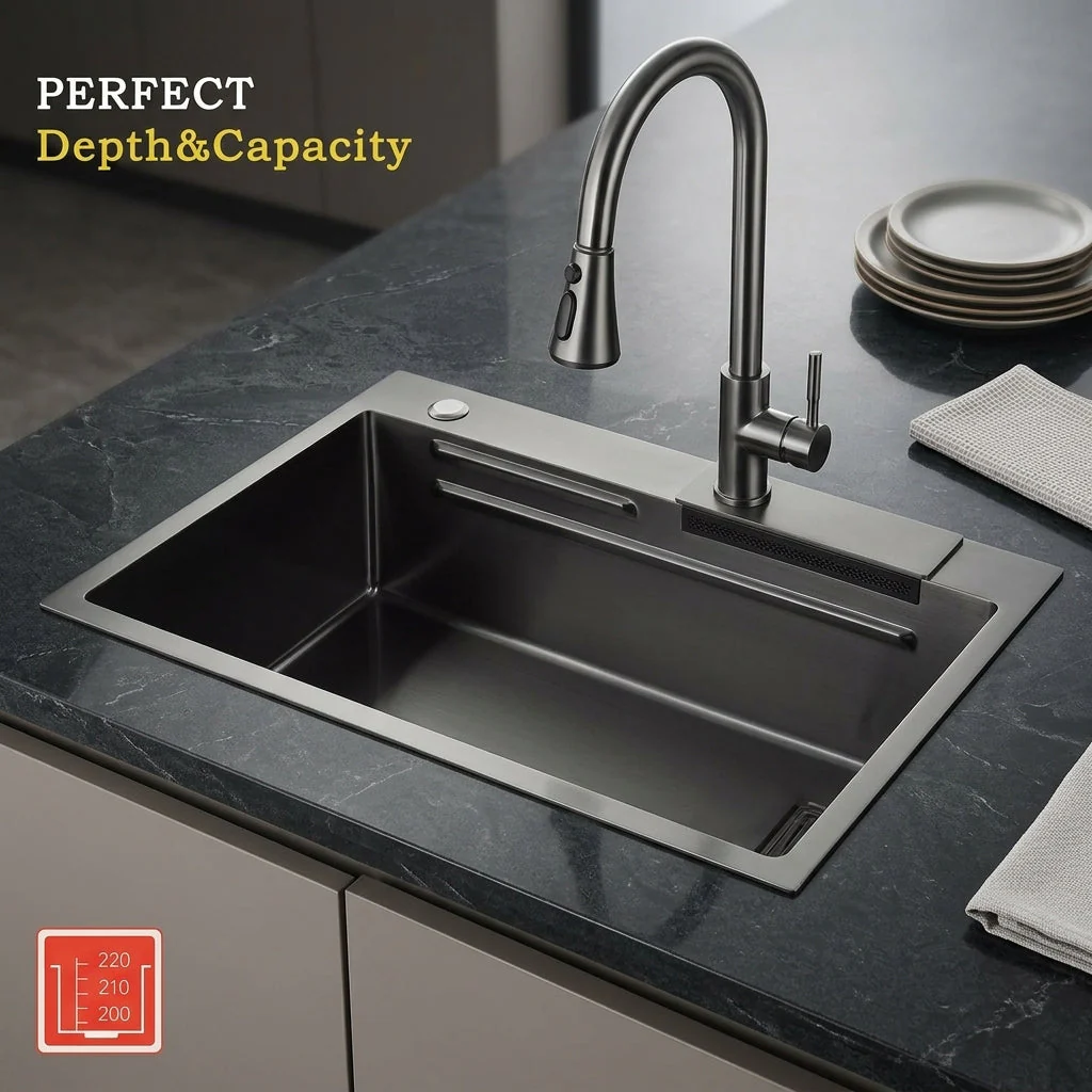 Elegant Stainless Steel Waterfall Kitchen Sink - Image 3