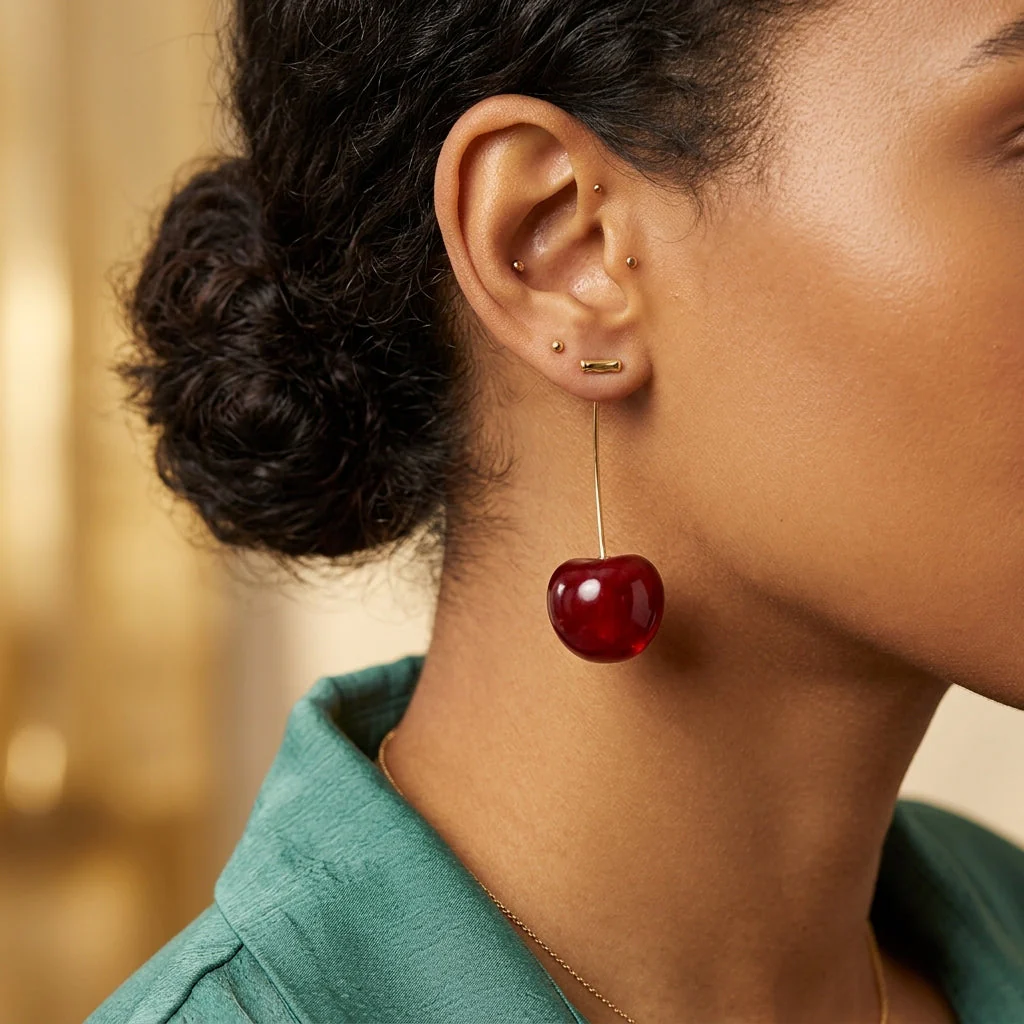 Cherry Fruit European Style Earrings - Image 2