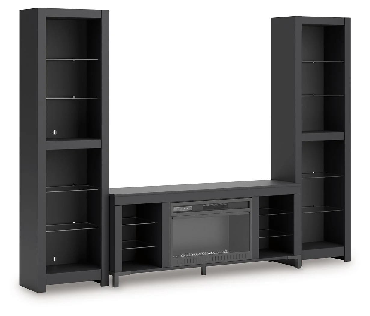 Cayberry – 3-Piece Entertainment Center With Electric Fireplace – Black