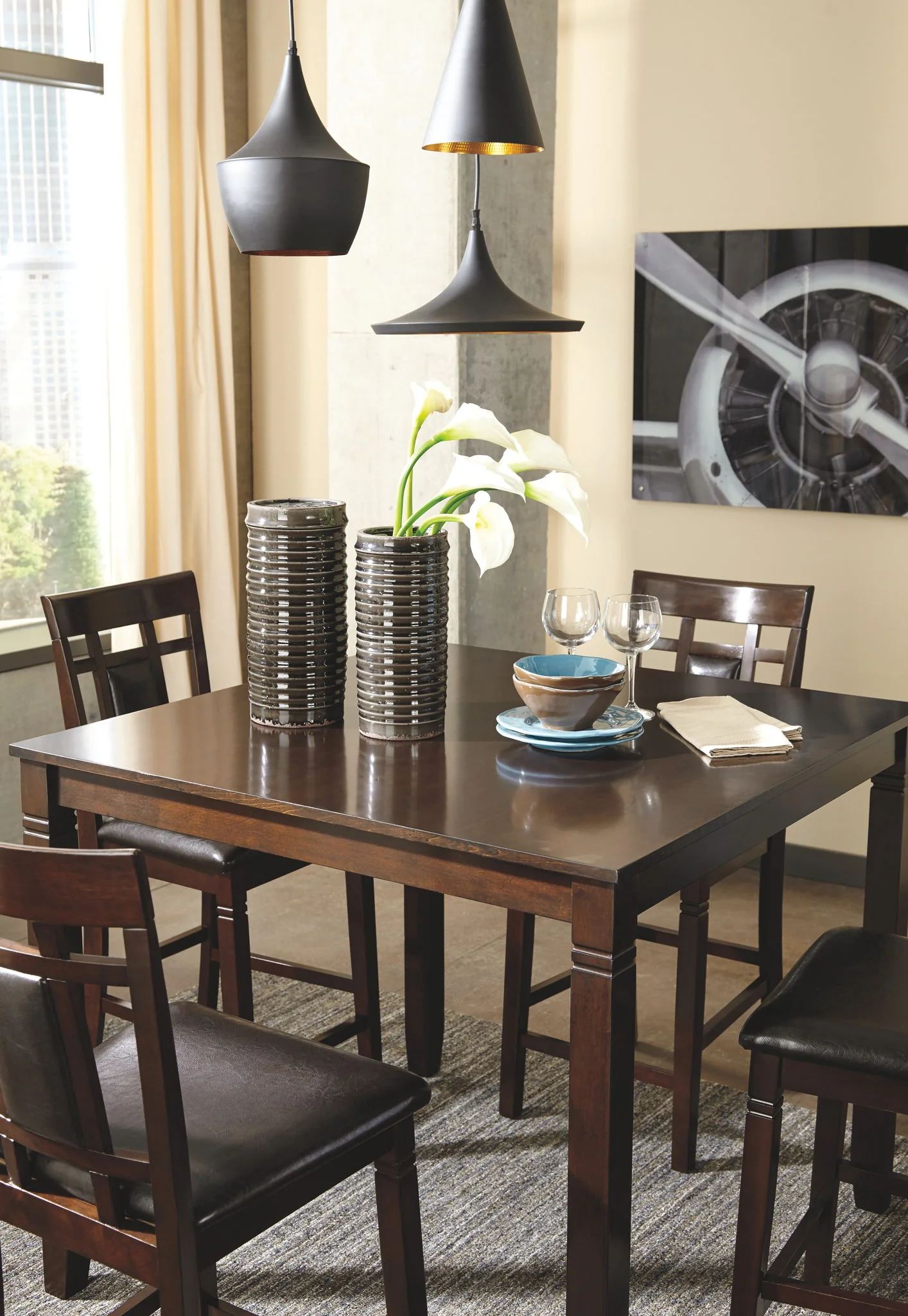 Bennox - DRM Counter Table Set (Set of 5) - Brown - Image 2