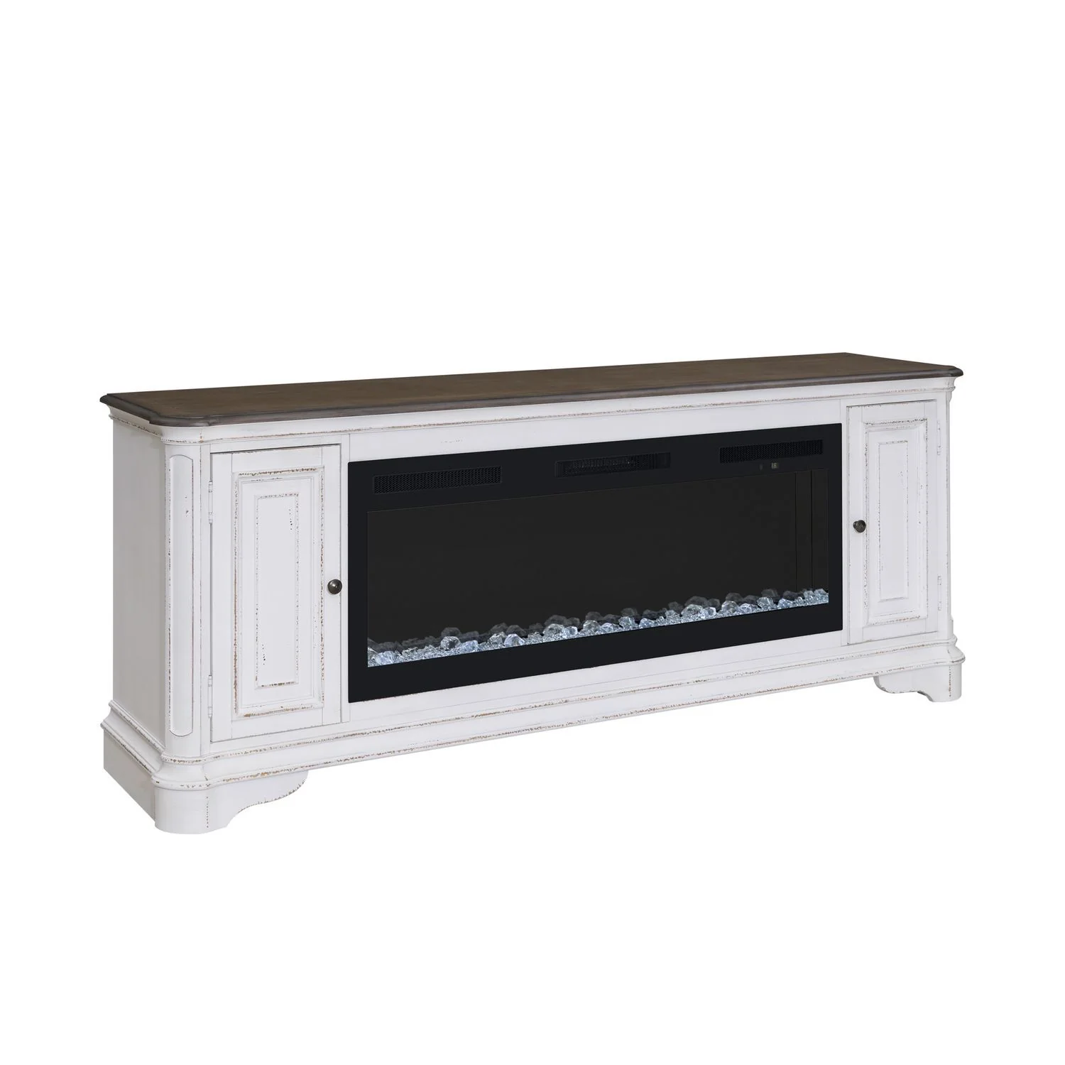 Fireplace TV Consoles - 244 82" Console With Fire FTS - White - Image 2