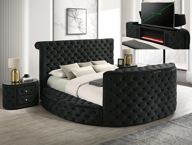 Voltare Fireplace/TV Lift Bed Black - Image 1