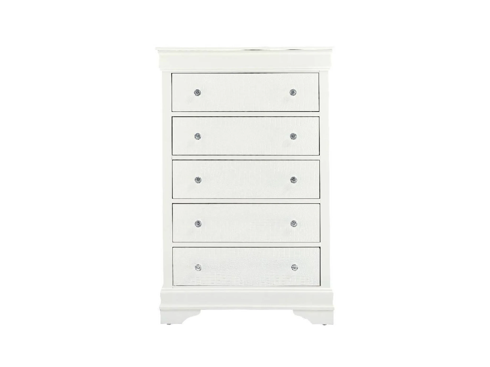 Global Pompei - 5 Drawer Chest - Metallic White - Image 1