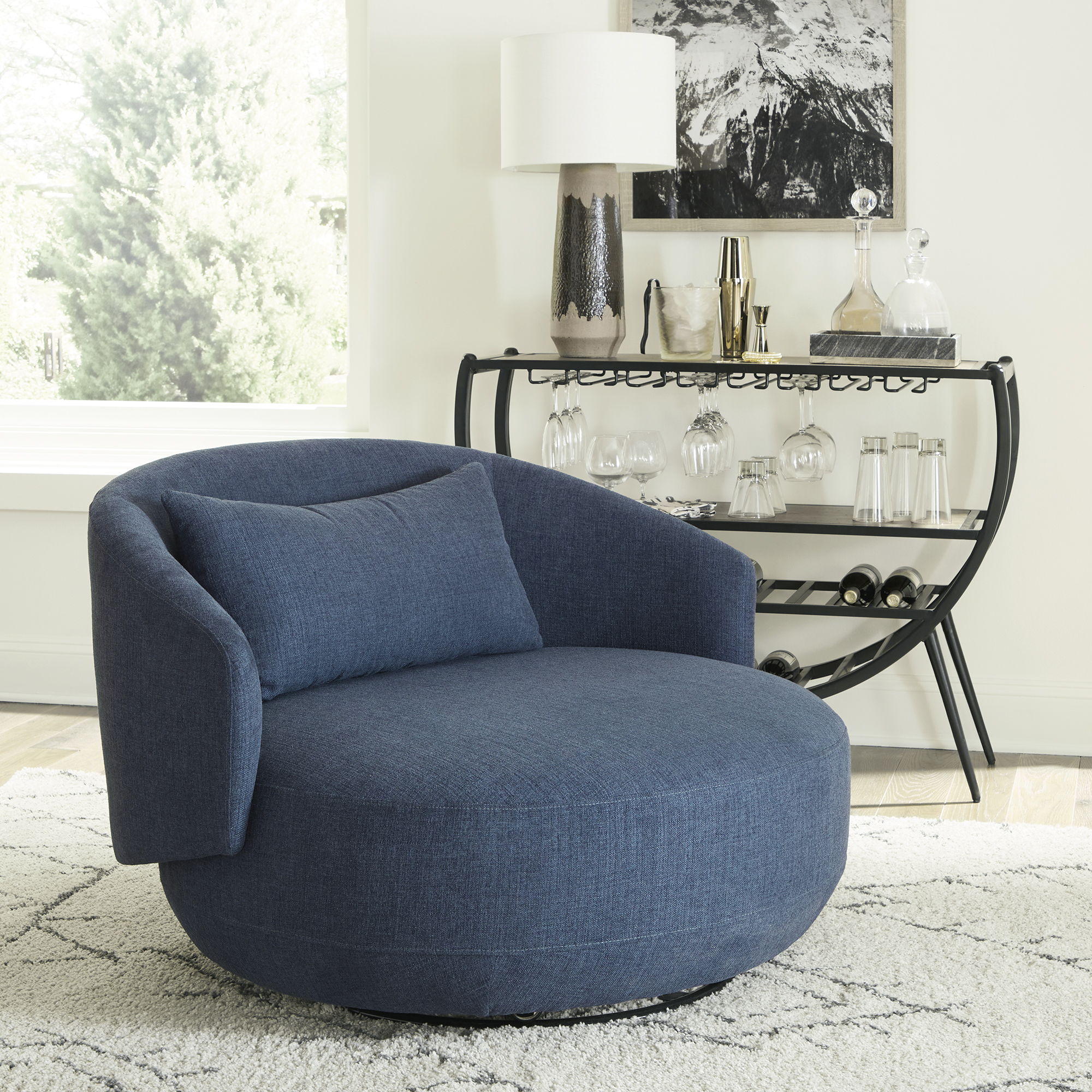 Haley - Upholstered Swivel Cuddler Chair - Image 2