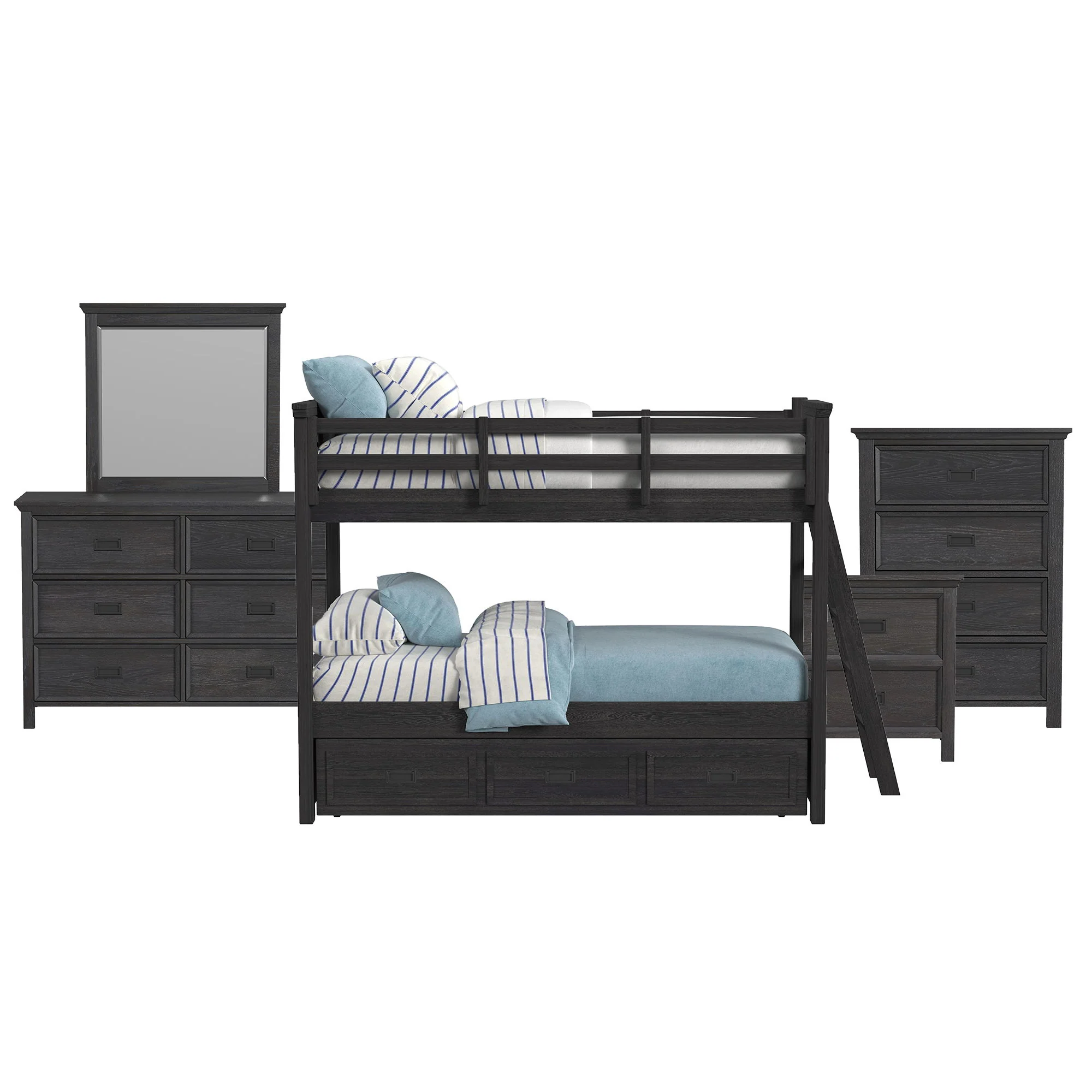 Hampton Kids - Bunk With Ladder And Trundle Bedroom Set - Image 3