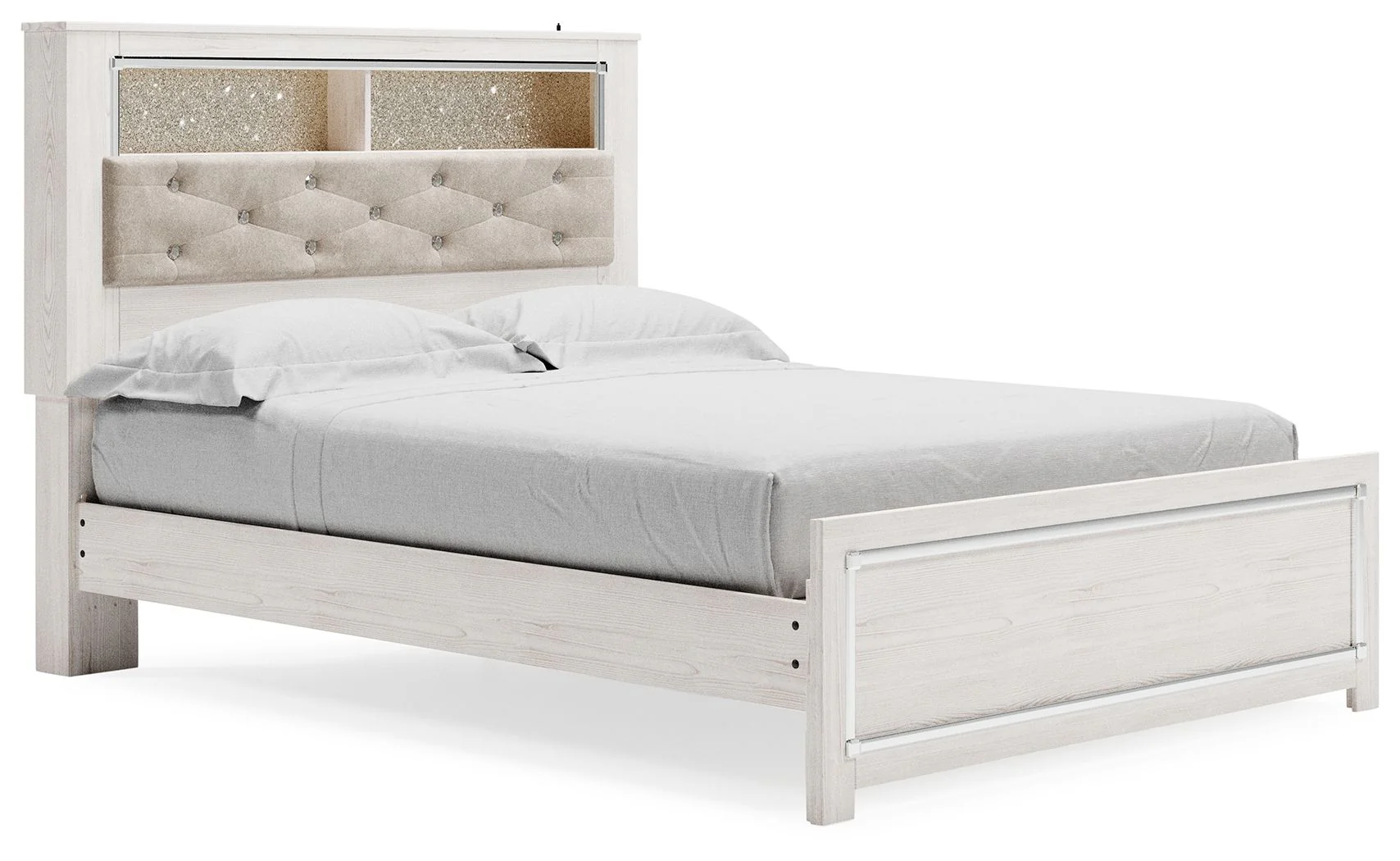Altyra – Queen Panel Bookcase Bed With Roll Slats – White