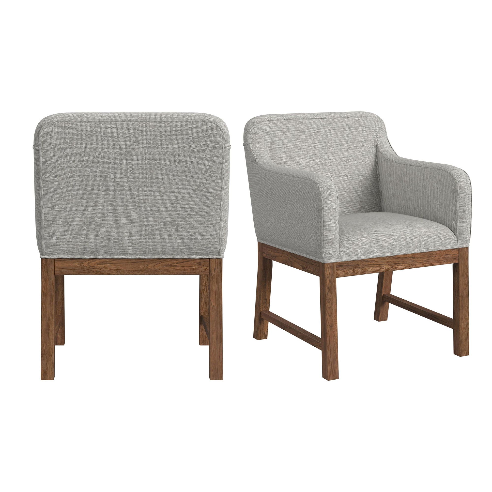 Glinda – Upholstered Fabric Dining Chair (Set of 2) – Brown / Light Gray