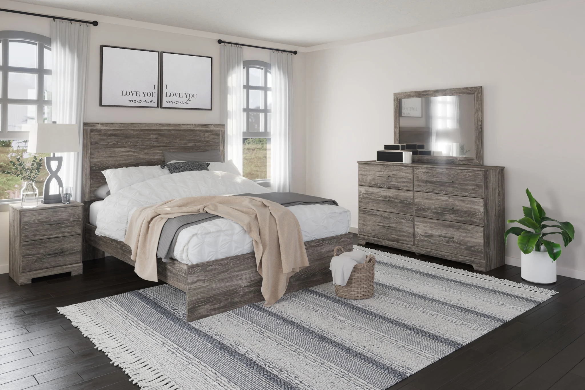 Ralinksi – Two Drawer Night Stand – Gray