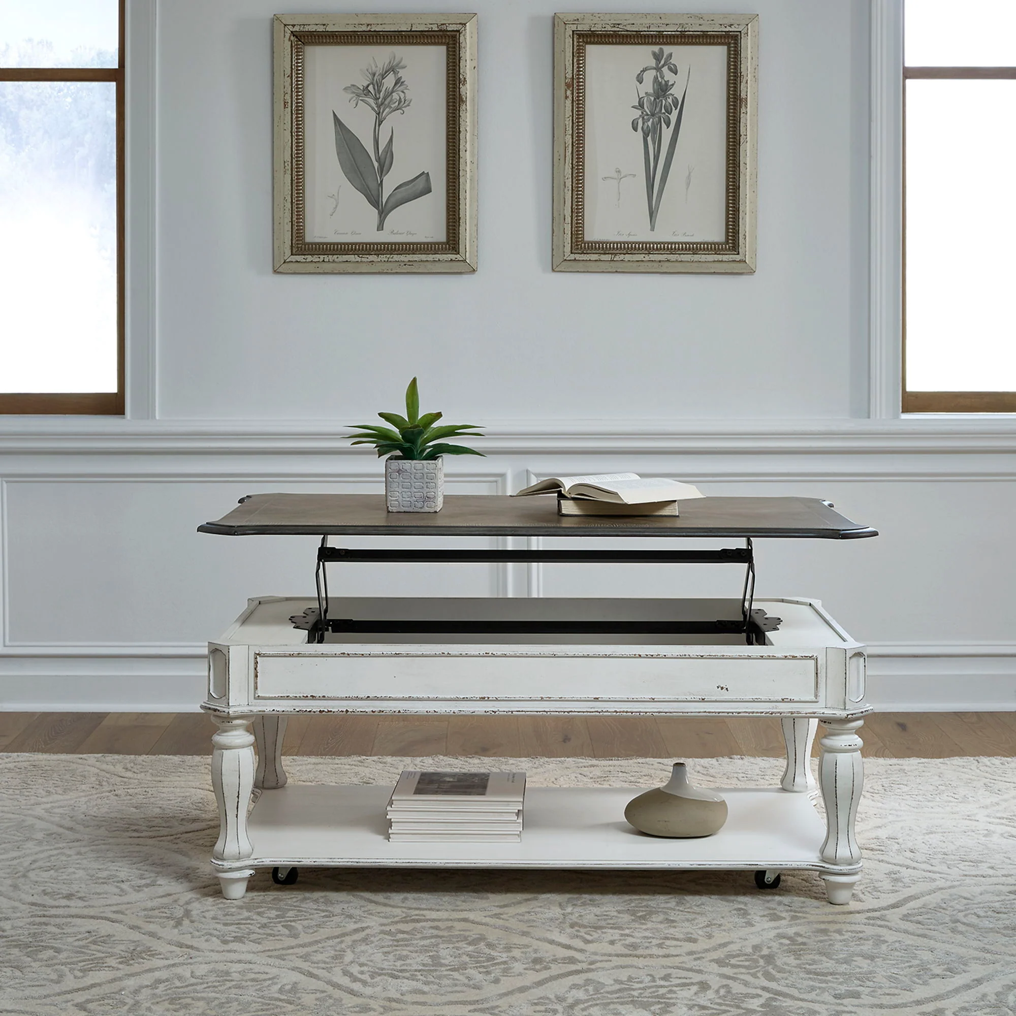 Magnolia Manor - Lift Top Cocktail Table - Antique White - Image 1