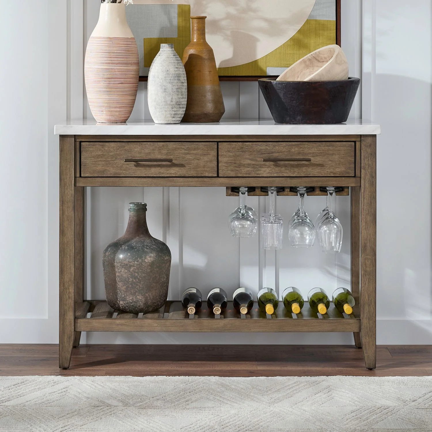 Edison - Server With Faux Marble Top - Brownstone - Image 1