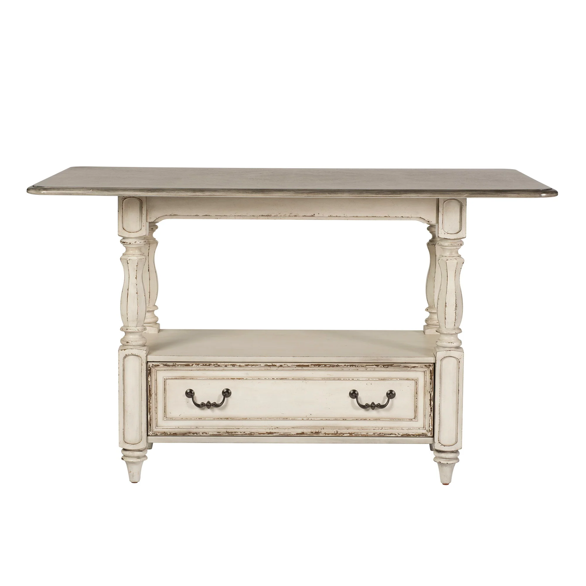 Magnolia Manor - 5 Piece Gathering Table Set - Antique White / Dark Brown - Image 2
