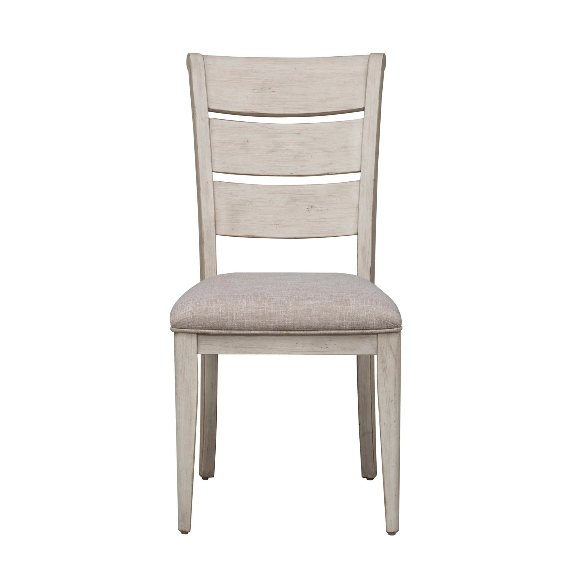 Farmhouse Reimagined - Ladder Back Upholstered Side Chair - Antique White / Chestnut Tops - Image 3