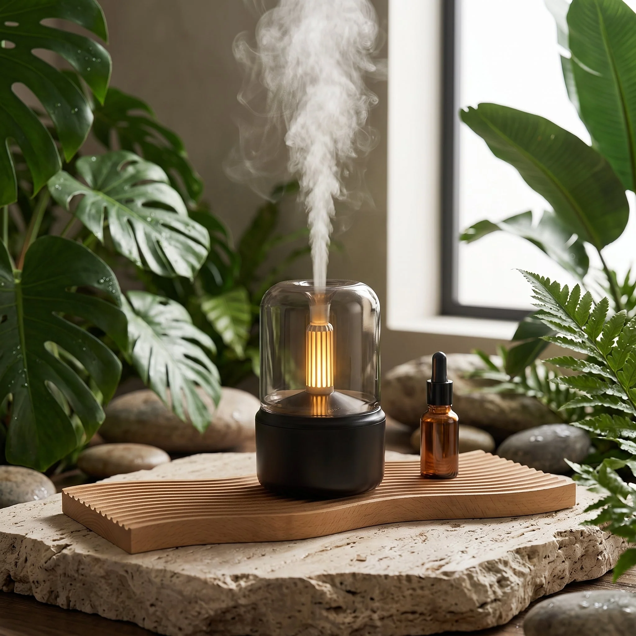 Modern Glass Dome Flame Effect Air Humidifier - Image 3