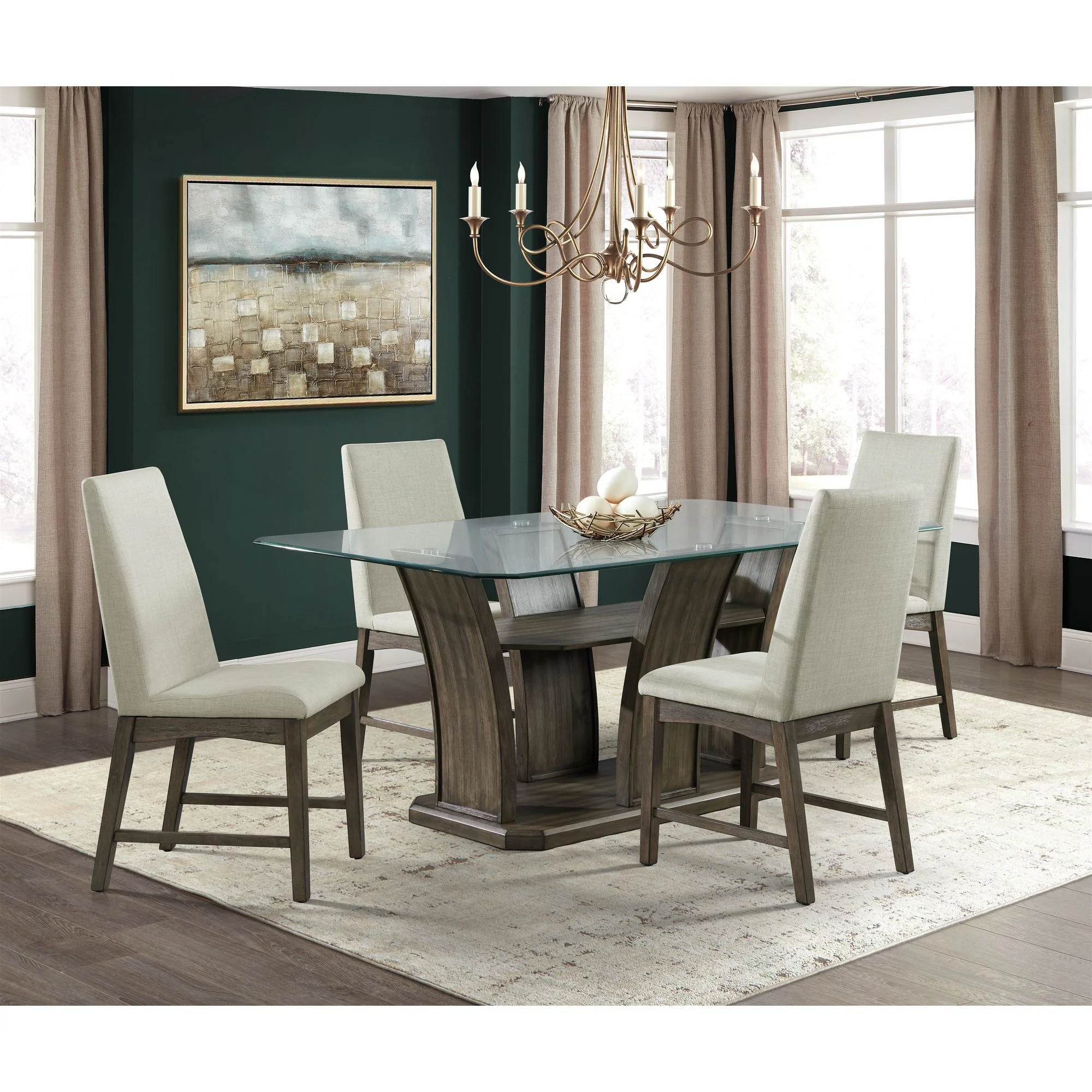Dapper – Rectangular Dining 5 Piece Set (Table And Four Chairs) – Walnut