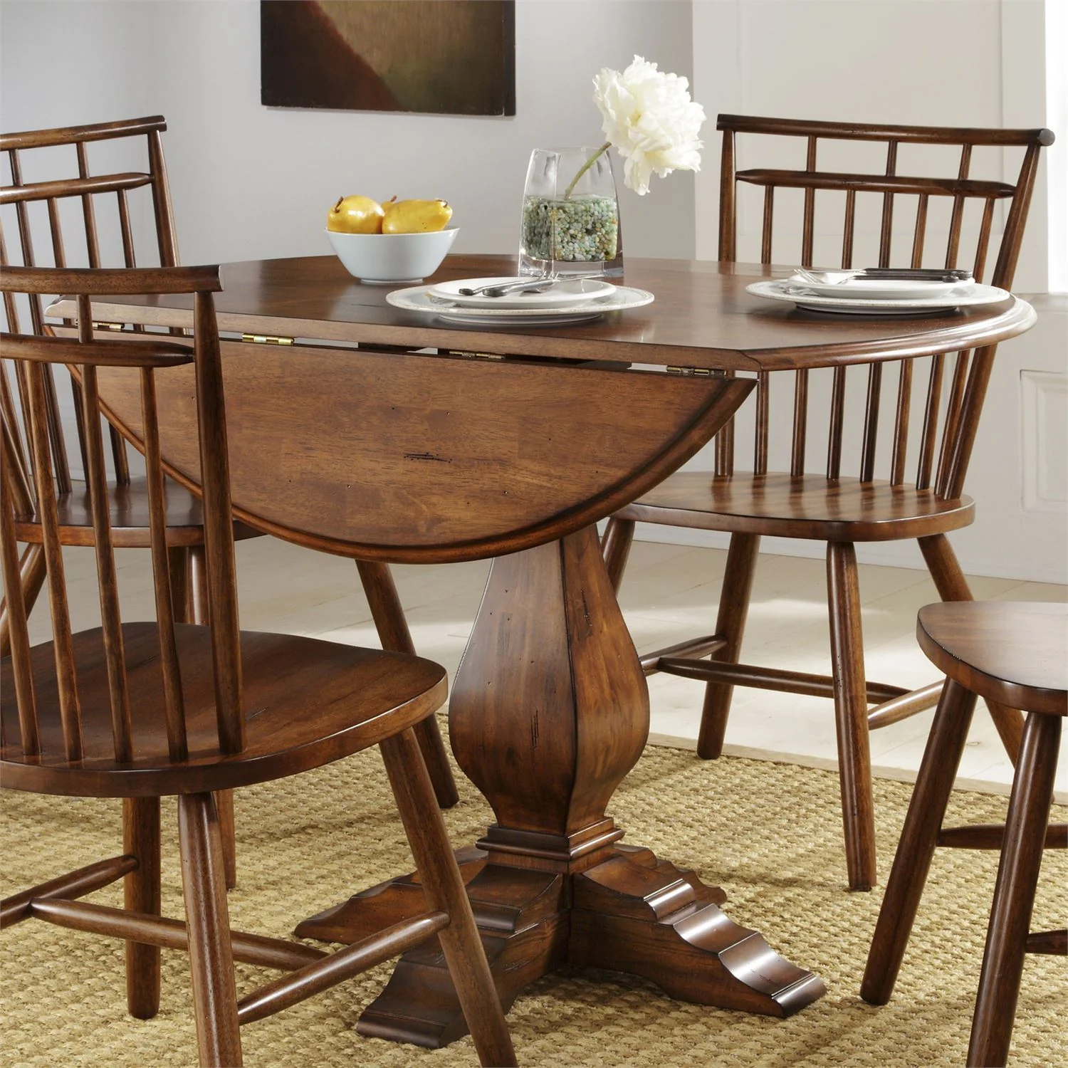 Creations - Round Drop Leaf Table - Dark Brown - Image 1