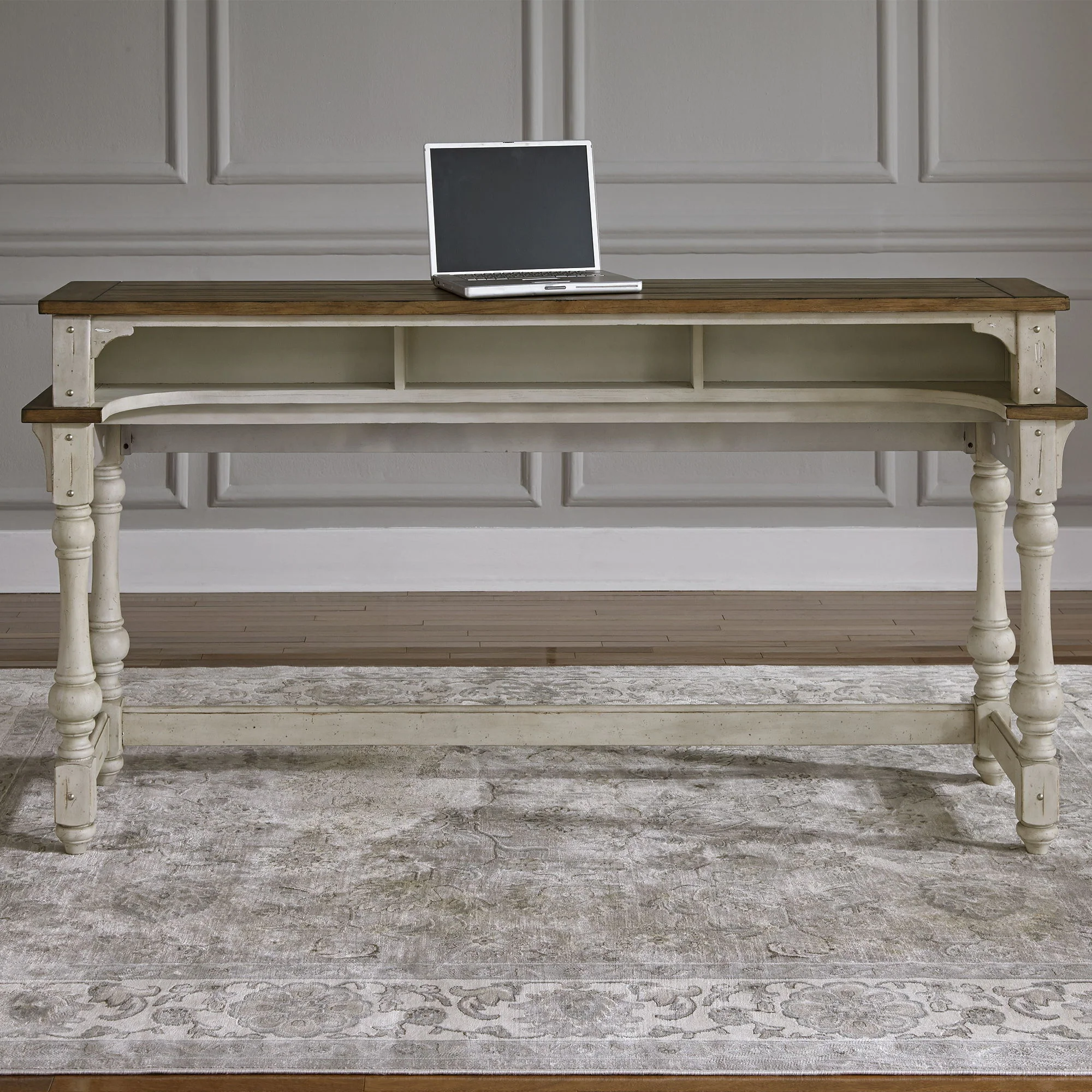 Morgan Creek - Console Bar Table - Antique White / Wirebrushed Tobacco Accents - Image 2