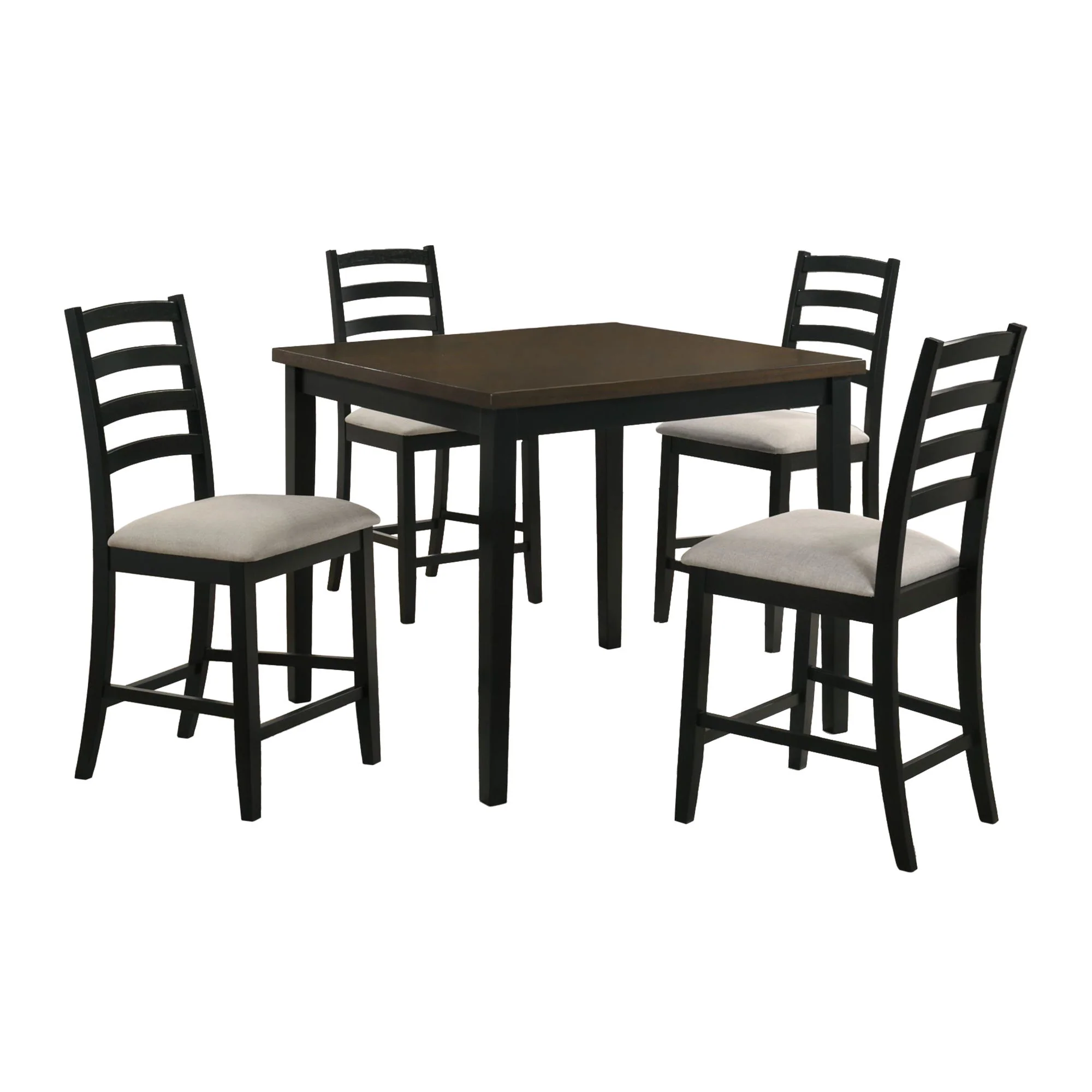 Tulane – 5 Piece Dining Set (Counter Table & 4 Counter Chairs) – Oak & Black