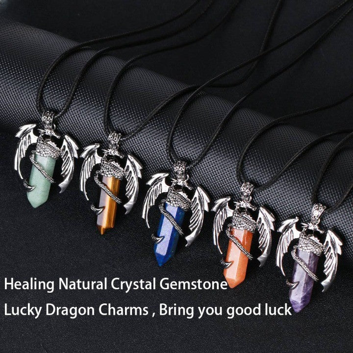 Bohemian Style Natural Mystic Gemstone Dragon Necklace - Image 2