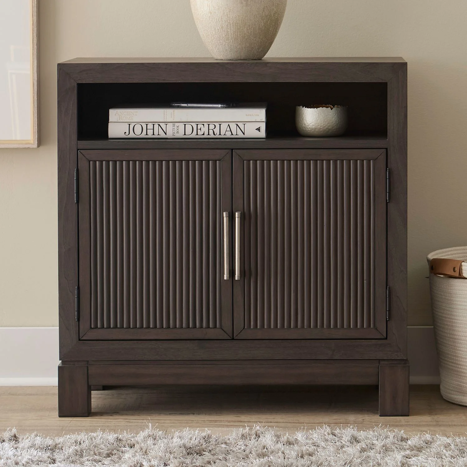 Modern Edge - Bedside Chest With Charging Station - Caffe - Image 1