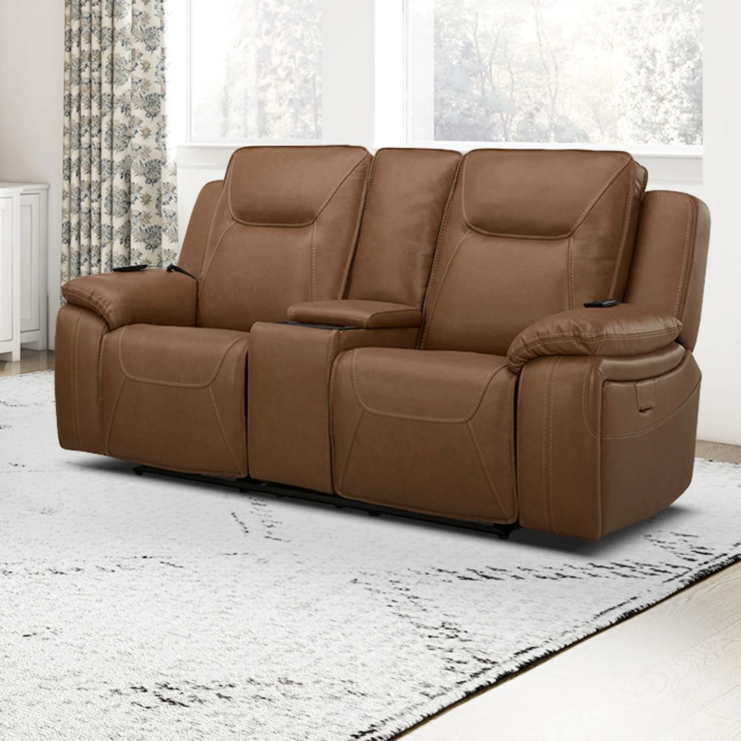 Callihan - Loveseat With Console P3 & ZW - York Butternut - Image 1