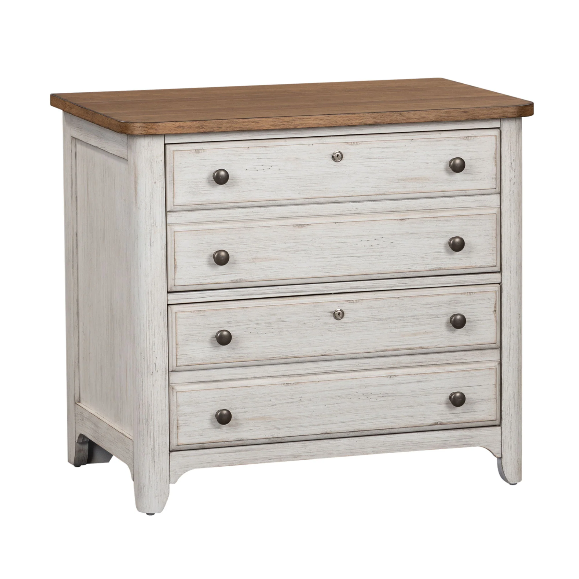 Farmhouse Reimagined - Lateral File - Antique White / Chestnut Tops - Image 2