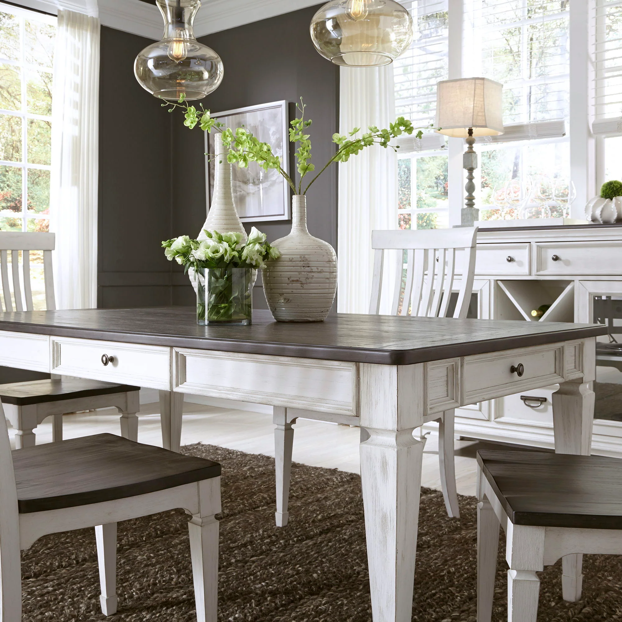 Allyson Park - Rectangular Leg Table - Dark Brown - Image 3