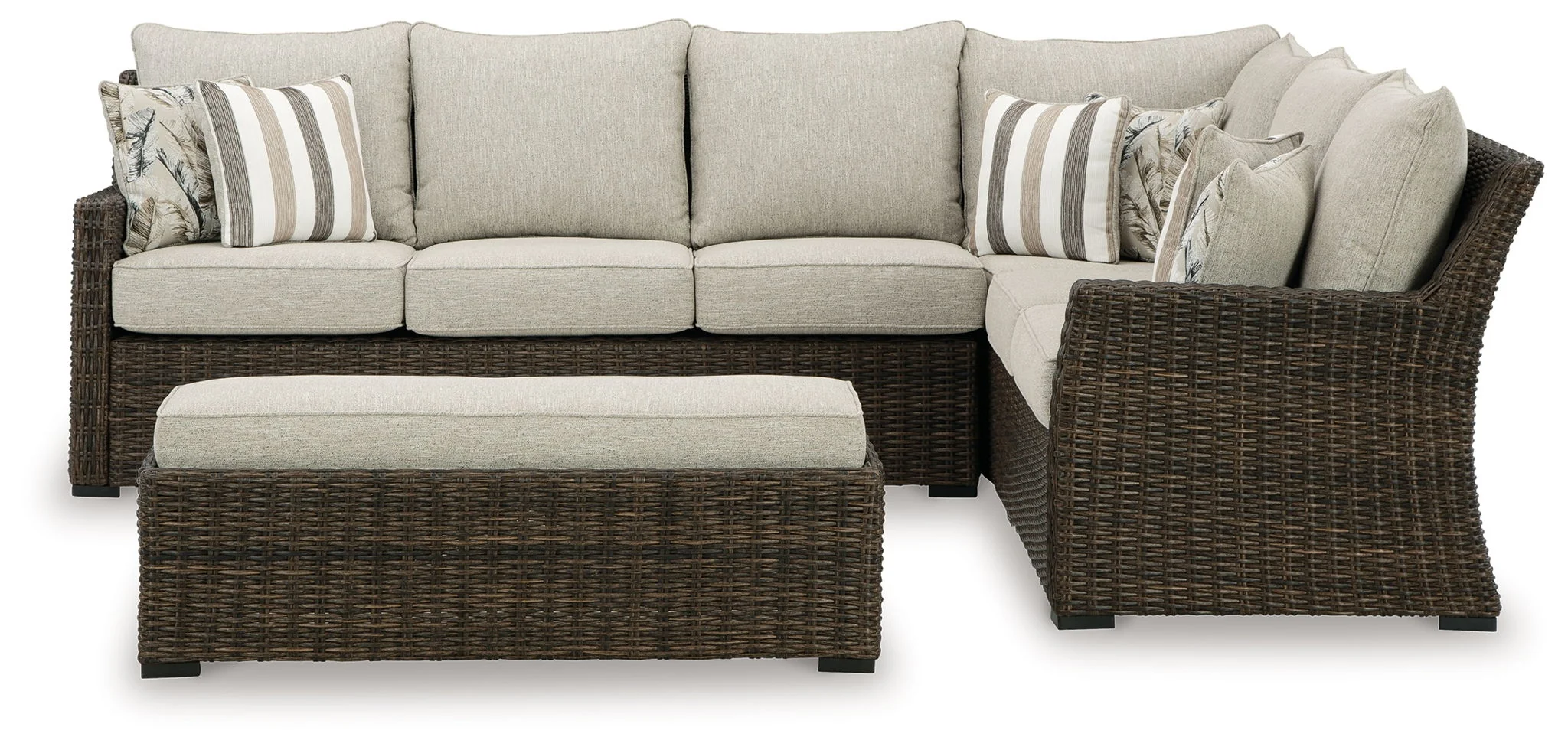 Brook Ranch - Sofa Sectional, Bench With Cushion (Set of 3) - Brown - Image 2