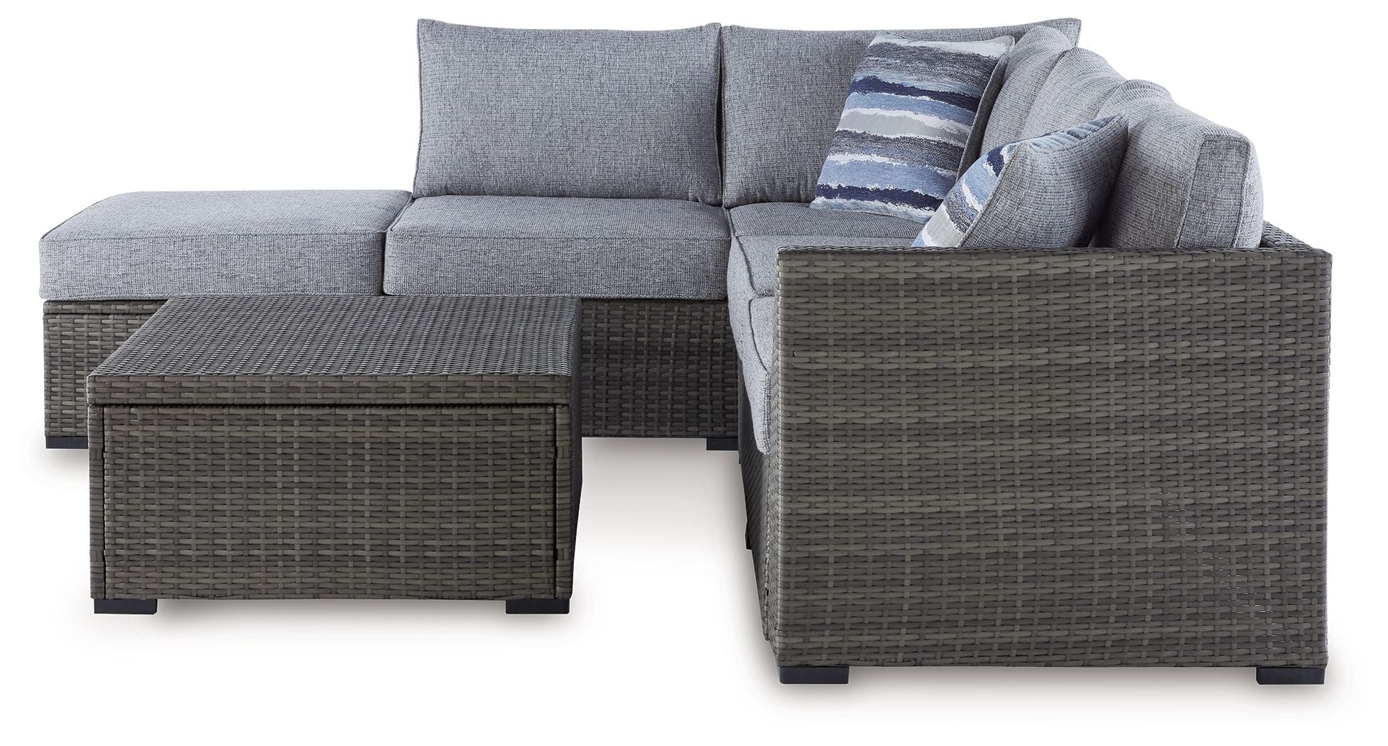 Petal Road - Loveseat Sectional, Ottoman, Table Set (Set of 4) - Gray - Image 2