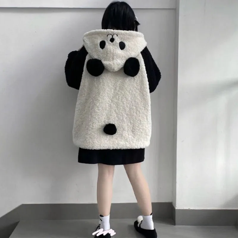 Cute Bear Ear Panda Winter Warm Hoodie - Image 3