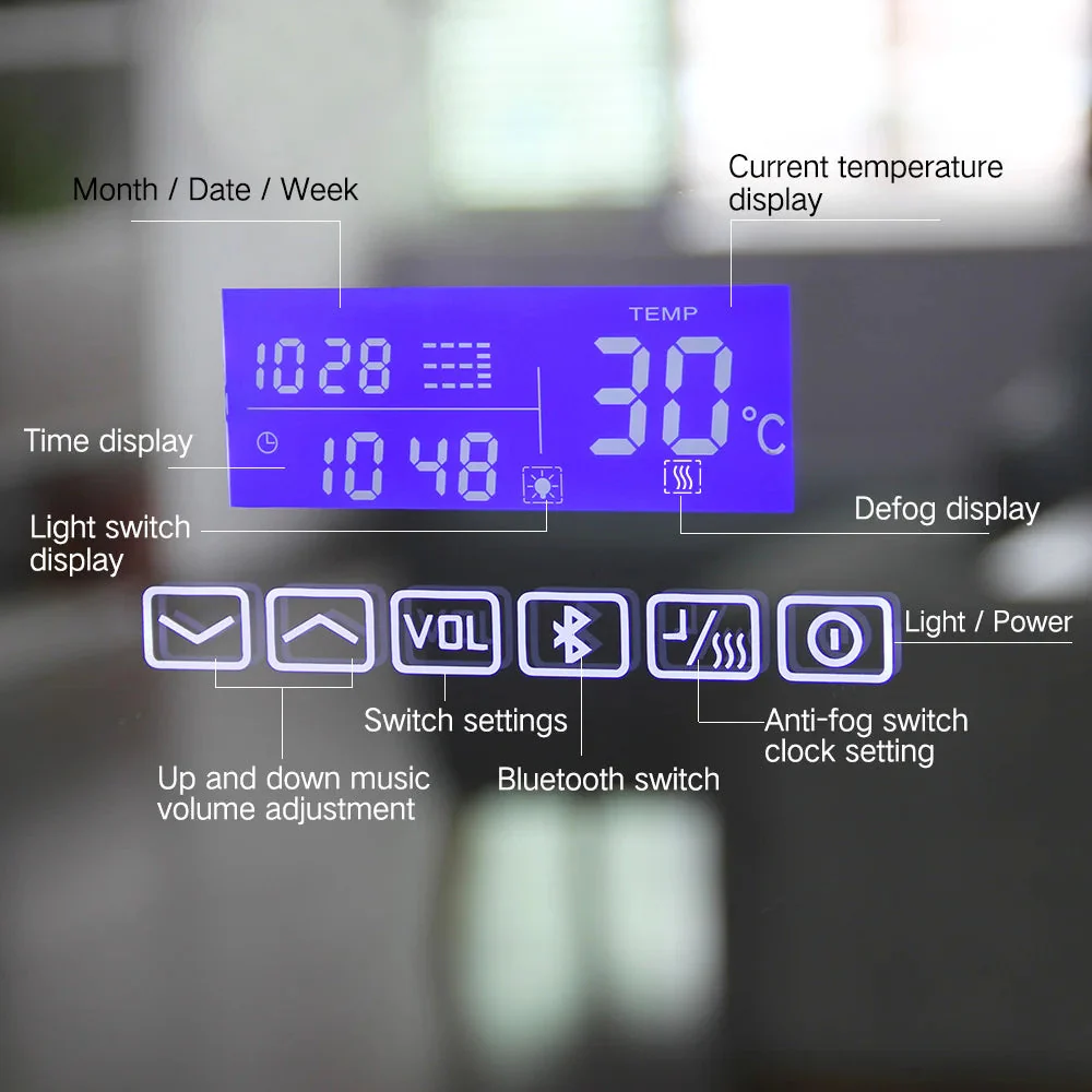 Frameless Smart LED Bluetooth Bathroom Mirror - Image 3
