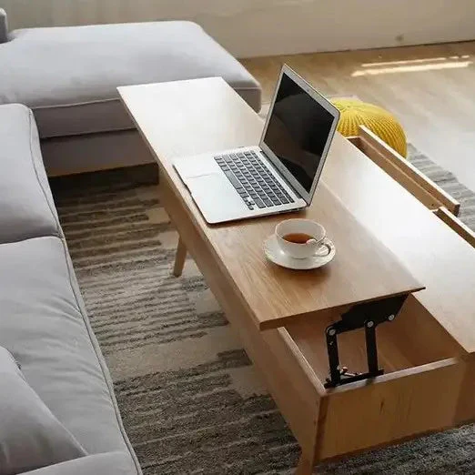 Wooden Nordic Liftable Space Saving Coffee Table - Image 2