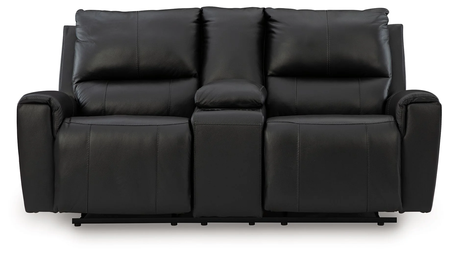 Glossmore - Reclining Loveseat With Console - Black - Image 2