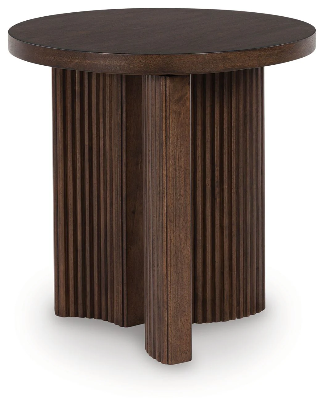 Korestone – Round End Table – Dark Brown