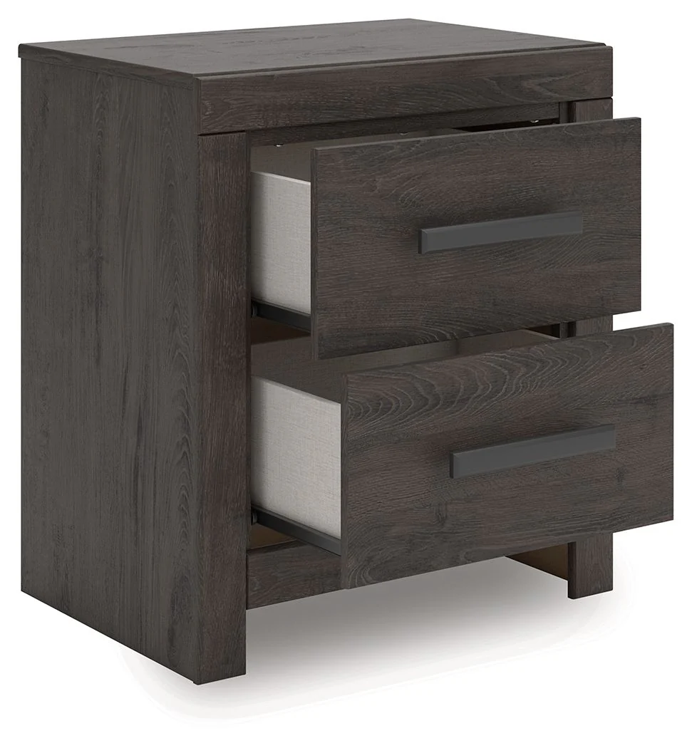 Prendonea - Two Drawer Night Stand - Charcoal - Image 2