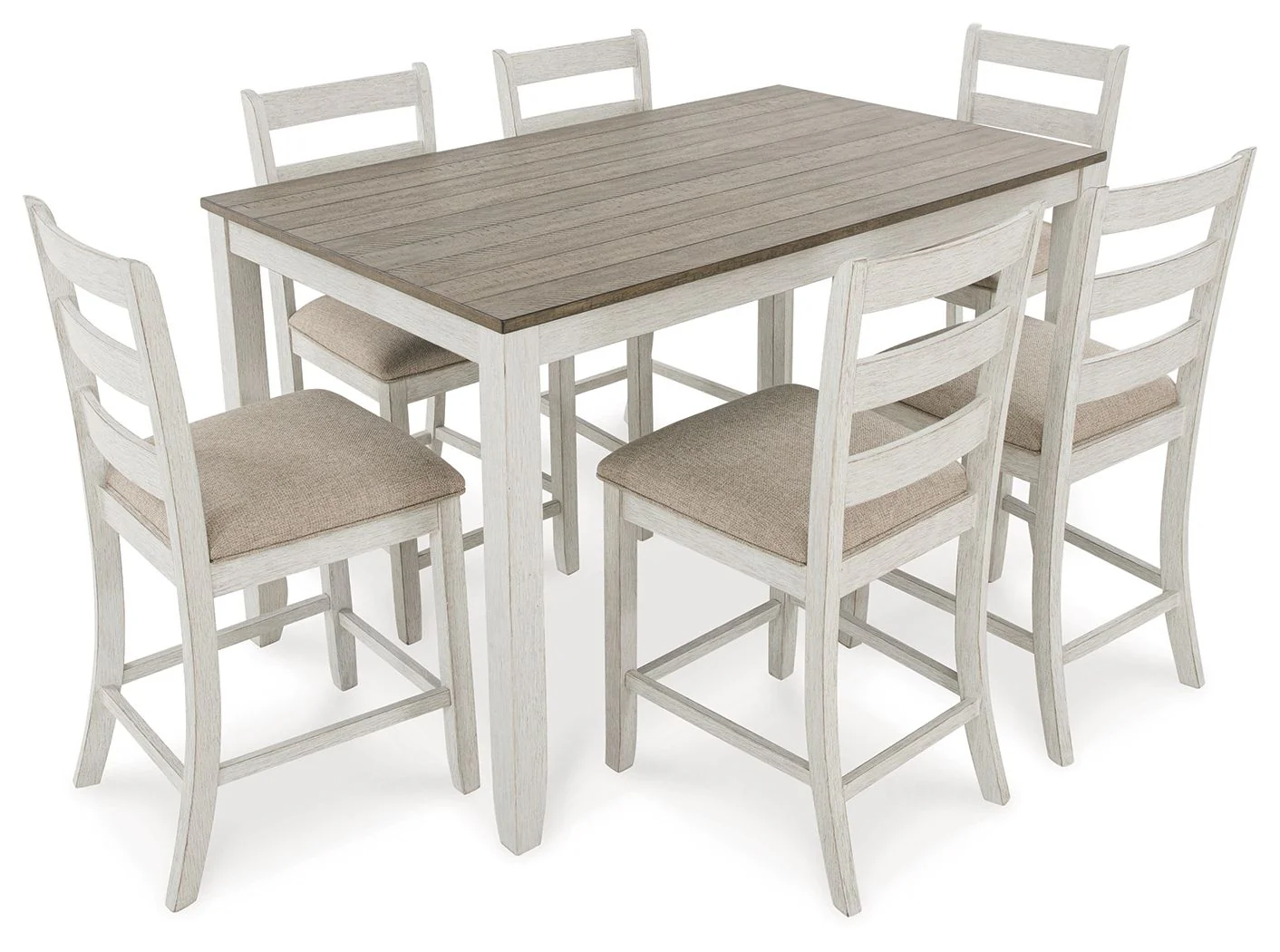 Skempton - Counter Height Dining Table and Bar Stools (Set of 7) - White / Light Brown - Image 2