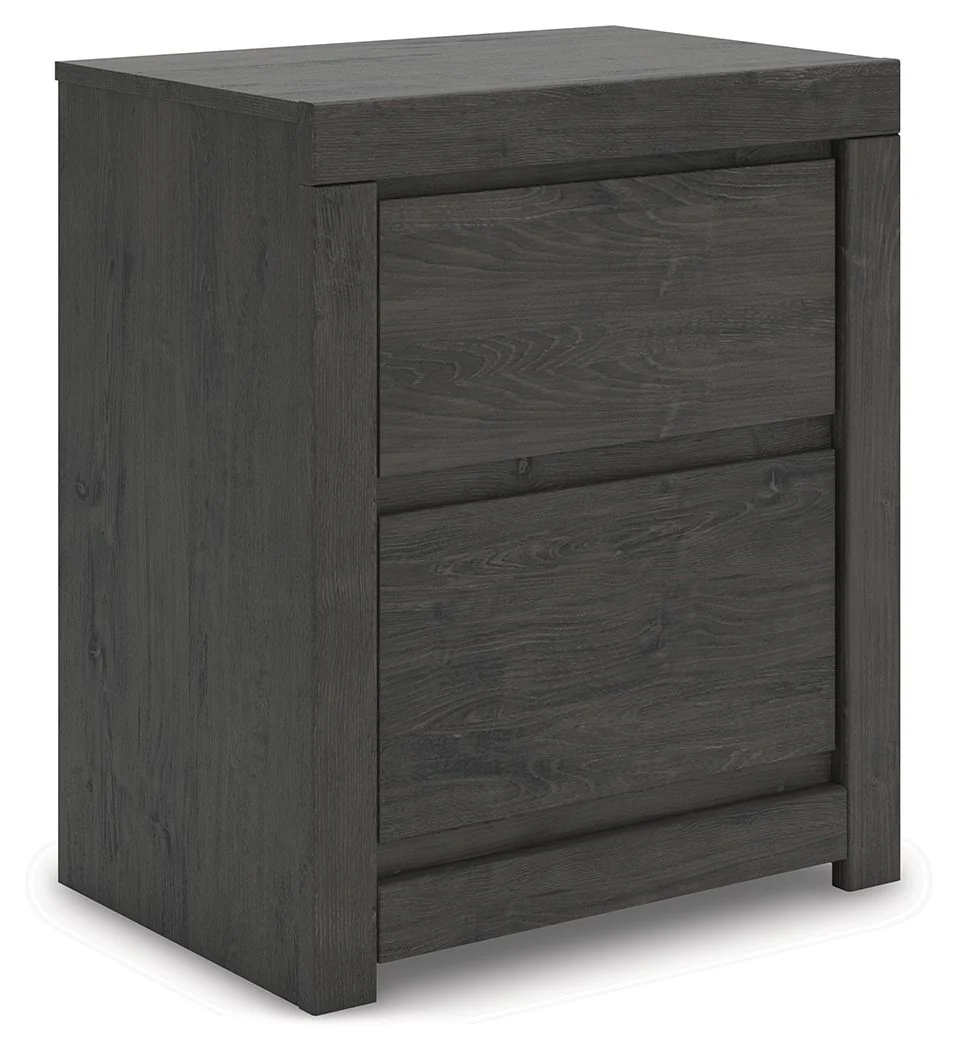 Fraluna – Two Drawer Night Stand – Charcoal