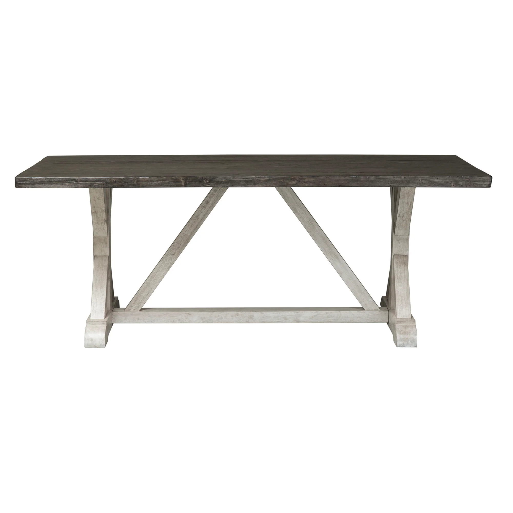 Willowrun - Trestle Table - Rustic White / Weathered Gray Top - Image 2
