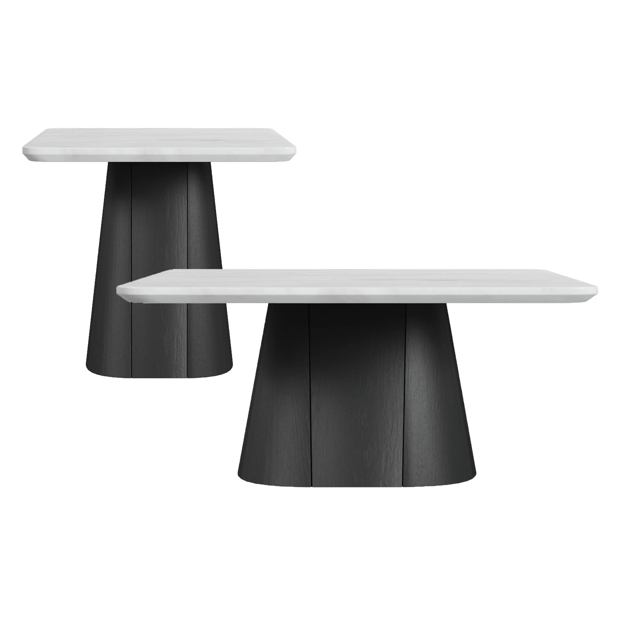 Edison – 2 Piece Occasional Table Set (Coffee Table & End Table) – White And Black